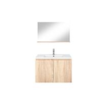 meuble salle de bains mbl bois 80x60cm 2portes miroir étagère fsc