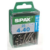 25 vis 4x40 tête fraisée empreinte t-star+ T20 inoxA2 SPAX