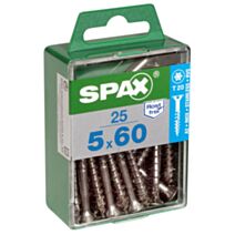 25 vis 5x60 tête fraisée empreinte t-star+ T20 inox A2 SPAX