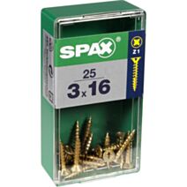 25 vis 3x16 tête fraisée empreinte PZ1 jaune SPAX