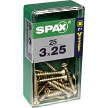 25 vis 3x25 tête fraisée empreinte PZ1 jaune SPAX