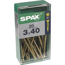 20 vis 3x40 tête fraisée empreinte PZ1 jaune SPAX