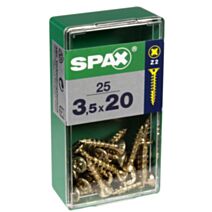 25 vis 3,5x20 tête fraisée empreinte PZ2 jaune SPAX