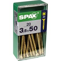 20 vis 3,5x50 tête fraisée empreinte PZ2 jaune SPAX