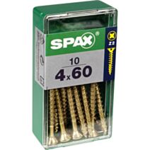 10 vis 4x60 tête fraisée empreinte PZ2 jaune SPAX