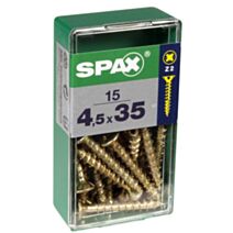 15 vis 4,5x35 tête fraisée empreinte PZ2 jaune SPAX