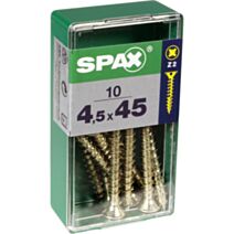 10 vis 4,5x45 tête fraisée empreinte PZ2 jaune SPAX