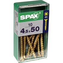 10 vis 4,5x50 tête fraisée empreinte PZ2 jaune SPAX