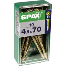 10 vis 4,5x70 tête fraisée empreinte PZ2 jaune SPAX