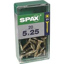 20 vis 5x25 tête fraisée empreinte PZ2 jaune SPAX