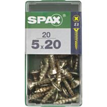 20 vis 5x20 tête fraisée empreinte PZ2 jaune SPAX