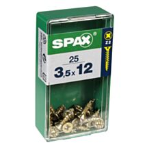 25 vis 3,5x12 tête fraisée empreinte PZ2 jaune SPAX