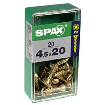 20 vis 4,5x20 tête fraisée empreinte PZ2 jaune SPAX
