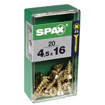 20 vis 4,5x16 tête fraisée empreinte PZ2 jaune SPAX