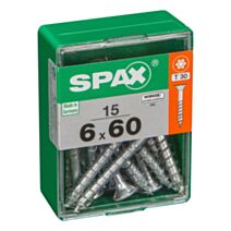 15 vis 6x60 tête fraisée empreinte t-star+ T30 gris SPAX