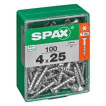 100 vis 4x25 tête fraisée empreinte t-star+ T20 gris SPAX