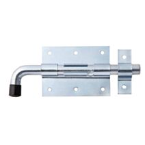 Verrou pistolet de box bouton + gâche attachée Ø13,5mm 6,7x16,5cm - ALBERTS