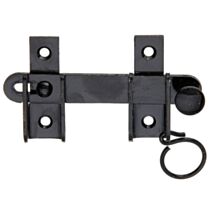 Fermeture de volet fléau + dispositif d'arrêt + trous de vis fraisés Ø6mm 6,5x1,8x12cm noir - ALBERTS