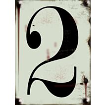 Chiffre vintage N° 2 noir fond beige rigide