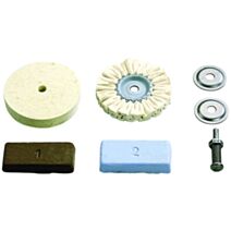 Kit de polissage loisirs 5pcs pour métaux 85mm blanc brun - WOLFCRAFT