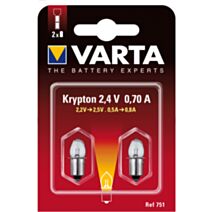 Ampoule krypton culot lisse 2,4V 0,75A - VARTA