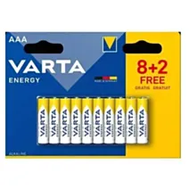 Lot de 8 piles LR03 Energy AAA + 2 gratuites - VARTA