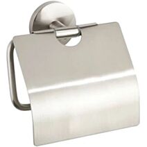 Porte-papier toilette avec couvercle Cuba inox chromé mat - WENKO