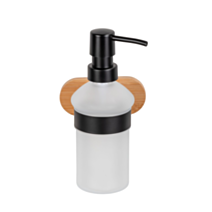 Distributeur savon adhésif Orea noir/bambou - WENKO