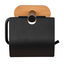 Porte papier toilette Orea inox vernis noir mat et bambou - WENKO