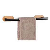 Porte-serviette adhésif Orea noir/bambou 40cm - WENKO