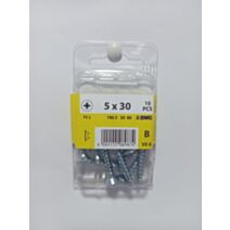 Vis bois et panneaux, tête fraisée, PZ, 5 x 30, filetage total, acier zingué