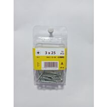 Vis bois et panneaux, tête fraisée, PZ, 3 x 25, filetage total, acier zingué