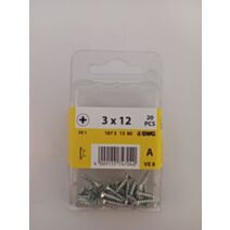 Vis pour charnière, tête fraisée, PZ, 3 x 12, filetage total, acier zingué