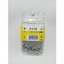 Vis pour charnière, tête fraisée, PZ, 3 x 16, filetage total, acier zingué