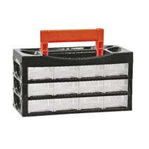 Casier de rangement 12 tiroirs 31,8 x 13,5 x 16,5 cm noir/transparent - TOOD