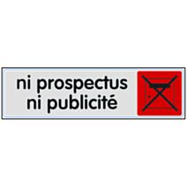 Plaque signalétique "ni prospectus ni publicité" 170x45 mm plexi couleur - NOVAP
