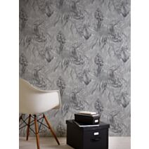 Papier Peint Vynil Expansé Intissé Tropical Leaves Gris 10x0,53m