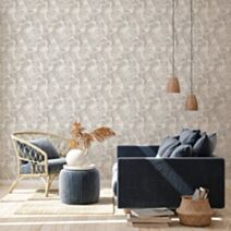 Papier Peint Vinyl Expansé Intissé Palmes Cosy Gris Blanc 5,3m² - AS CREATION