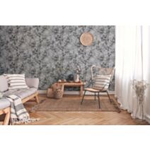 Papier Peint Vinyl Lourd Intissé Asian Blooming Gris Paillette 5,3m² - AS CREATION