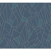 Papier peint vinyl intissé mosaïque art déco bleu - AS CREATION