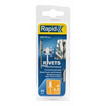 50 rivets hautes performances alu Ø4 x 12 mm + foret - RAPID