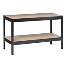Etagère Métallique 2 tablettes en bois 150kg/niveau43x100x40cm Noir - SCHULTE