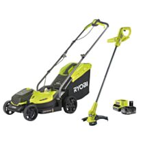 Tondeuse à batterie RLM18X33B50 + coupe-bordures RY18LT23A-0 18V - RYOBI