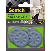 4 Patins glisseur alvéolé gris adhésif Ø40mm