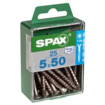25 vis 5x50 tête fraisée empreinte t-star+ T20 inox A2 SPAX