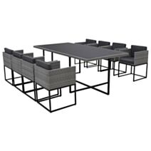 Salon de jardin Kafo 8 fauteuils encastrables Gris