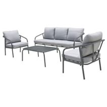 Salon Bas Lilo acier 4 places Canapé 2 fauteuils + Table