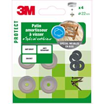 Patin plastique amort a visser 22mm spécial extérieur - 3M