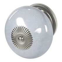 4 boutons de meuble arrondi Porcelaine Vras gris clair Ø4cm - GOODHOME