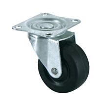 Roulette économique à platine pivotante caoutchouc noir Ø50mm charge supportée 30 kg